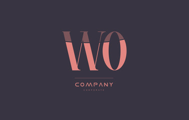 Fototapeta na wymiar wo w o pink vintage retro letter company logo icon design