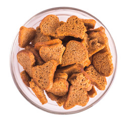 bread croutons on a white background