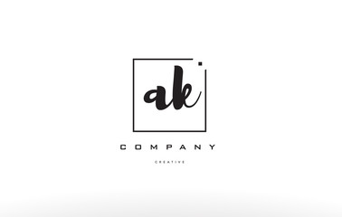 ak a k hand writing letter company logo icon design