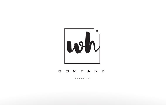 wh w h hand writing letter company logo icon design