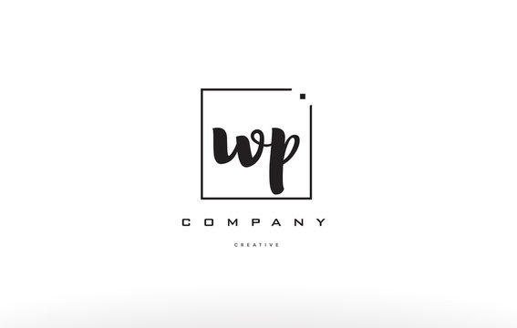 wp w p hand writing letter company logo icon design