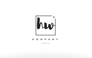 hw h w hand writing letter company logo icon design