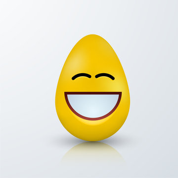 Vector Modern Easter Emoji Egg With Shadow.