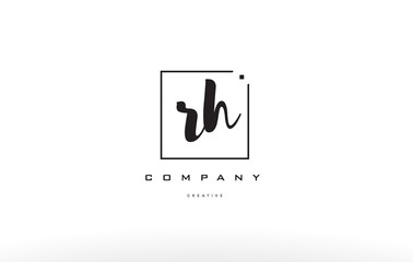 rh r h hand writing letter company logo icon design