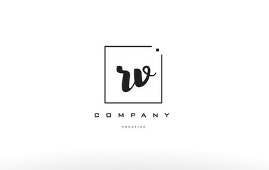 rv r v hand writing letter company logo icon design