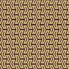 Geometric pattern with golden triangles. Seamless abstract background