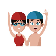 Obraz premium man and woman swimmers cartoon icon image vector illustration design 