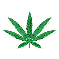 Hemp Cannabis Leaf in zentangle style. Marijuana ornamental silhouette.