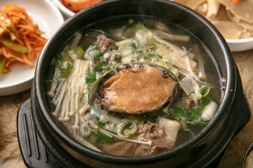 jeonbok galbitang. Abalone and Short Rib Soup.