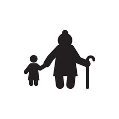 old woman and child icon illustration