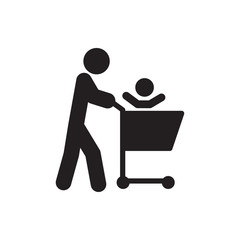 father with not in shopping cart icon illustration