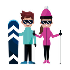 ski snowboard assorted sports people  icon image vector illustration design 