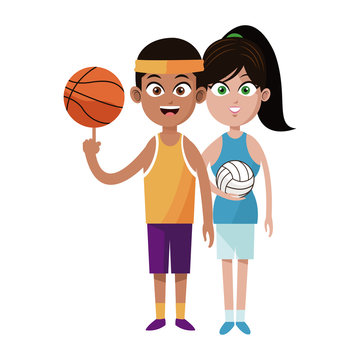 assorted sports people basketball volleyball   icon image vector illustration design 