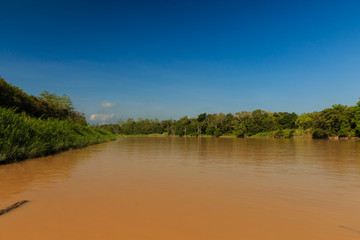 Muddy brown river in the jungles of Borneo