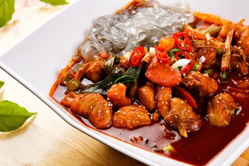  dakbokkeumtang. Braised Spicy Chicken.
