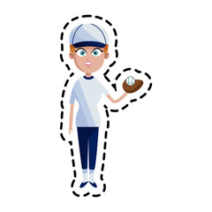 woman baseball player icon image vector illustration design 