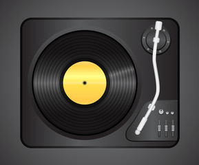 Vintage vinyl player with no name plate top view . Eps 10 vector illustration