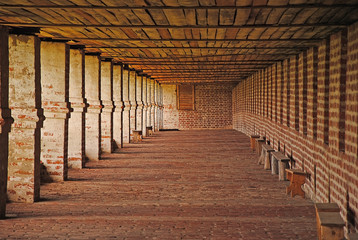 brick colonnade on the inside walls of the monastery Kirillo-Belozersky Monastery