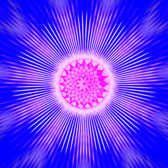 Sun rays. Nuclear flash. 3D surreal illustration. Sacred geometry. Mysterious psychedelic relaxation pattern. Fractal abstract texture. Digital artwork graphic astrology magic