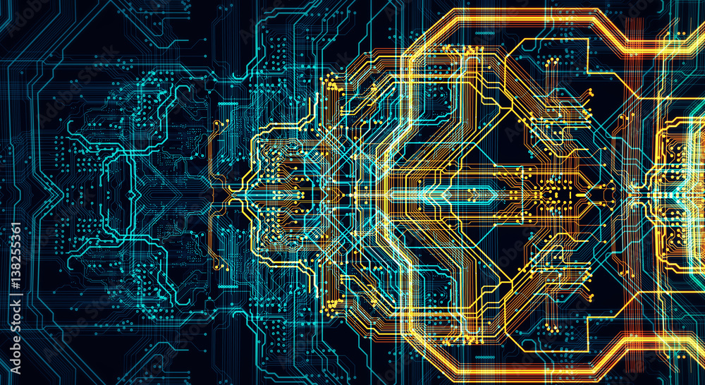 Poster Technology background/Technology background of the abstract computer motherboard, can be used in the description of technological processes, science. Can be used as digital dynamic wallpaper.