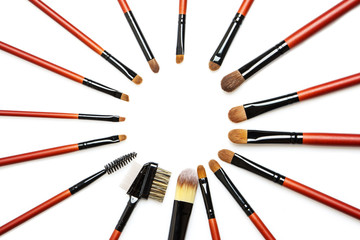 Professional makeup brushes with natural fur