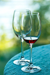 Glass of wine on the table