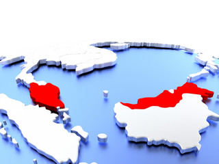 Obraz premium Malaysia on globe