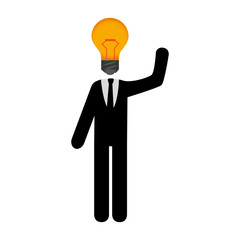 businessman with bulb light education icon vector illustration design