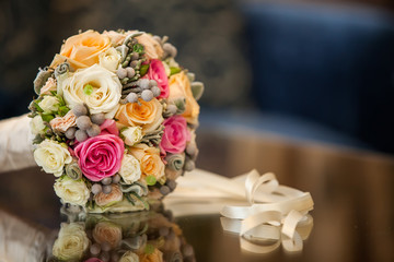 Wedding bouquet with reflection