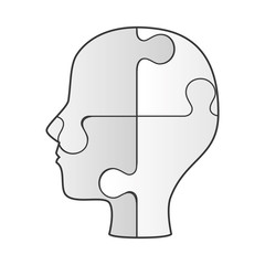 profile human with puzzle game pieces isolated icon vector illustration design