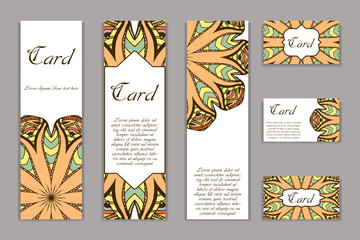 Retro card with mandala. Vintage background with place for text. Graphic template for your design. decorative ornament.
