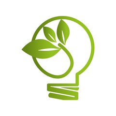 bulb with leafs ecology symbol vector illustration design