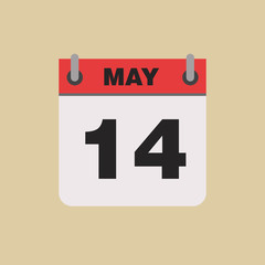 calendar flipping date time day month May simple flat vector illustration application app logo icon