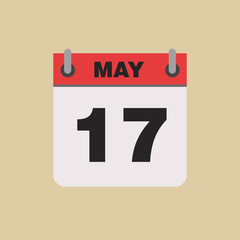 calendar flipping date time day month May simple flat vector illustration application app logo icon