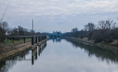 Fototapeta premium Schleuse Feudenheim in Mannheim