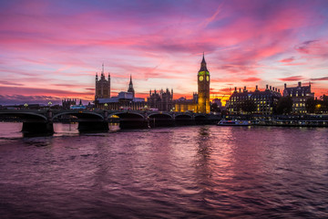 Houses of Parliament, Big Ben and Westminster at sunset. - 138260351