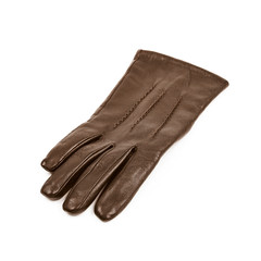 Sinlge brown leather glove isolated