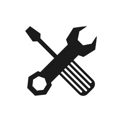 Wrench and screwdriver construction tool icon vector illustration graphic design