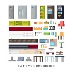 Modern Kitchen Interior Objects Set