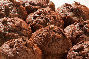 Chocolate muffins closeup