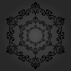 Elegant dark round ornament in the style of barogue. Abstract traditional pattern with oriental elements