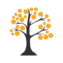 Naklejka na ściany i meble tree with coins icon vector illustration design