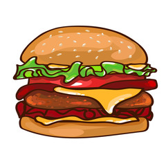 Flat Colorful Burger Concept
