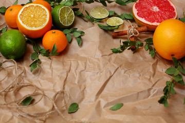 citrus fruits on brown paper