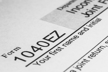 1040EZ US Tax Form Macro Depth of Field