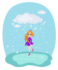 Obraz na płótnie Canvas Happy girl skating on ice. Illustration