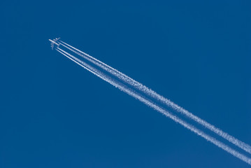 Airplane in blue sky