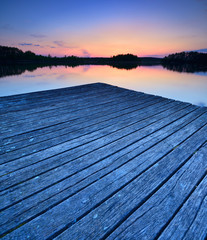 Lake after Sunset, Wooden Pier