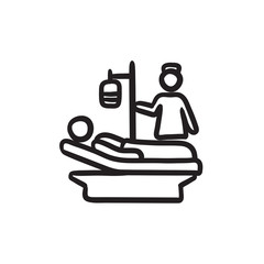 Nursing care sketch icon.