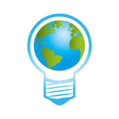 bulb light with world planet vector illustration design